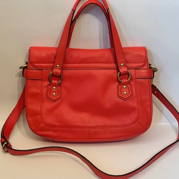 Coach Handbag Campbell Leather Small Flap Satchel Crossbody Hot Orange F27231 - Picture 4 of 12